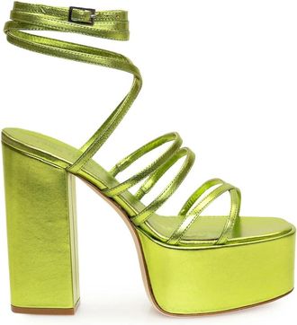 PARIS TEXAS Sandaal met Plateauzool en Hak - Dames - Sandalen met hakken - Groen - 38 1/2 EU - Leer - Schoenen