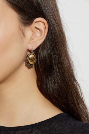 Versace Earrings With Medusa Head, Unisex, Silver