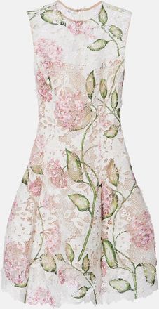 Oscar De La Renta Floral embroidered lace cocktail dress