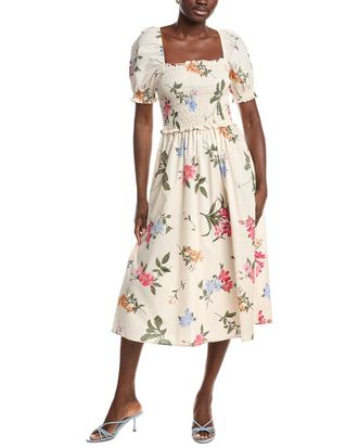 Ellen Tracy Poplin Square Neck Midi Dress