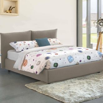 Talamo Italia Talamo Italia - Dmora - Cama Matrimonial Dbrekal, Cama Contenedor Con Revestimiento De Tela, 100% Made In Italy, Apertura Frontal, Con Colch&oacute;n 160x190