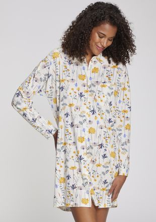 Vivance Nachthemd VIVANCE DREAMS, Damen, Gr. 32/34, N-Gr, wei&szlig;, gelb, gebl&uuml;mt, Single Jersey, Obermaterial: 50% Baumwolle, 50% Viskose, gebl&uuml;mt, l&auml;ssig geschn
