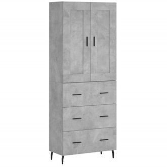 vidaXL Vidaxl - Aparador Alto Madera Contrachapada Gris Hormig&oacute;n 69,5x34x180 Cm