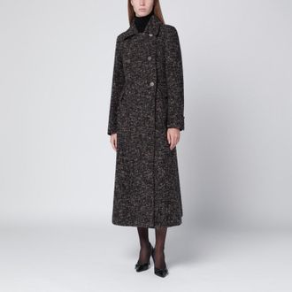 Max Mara Black redingote coat in boucle fabric