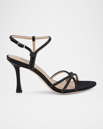 Badgley Mischka Julietta Silk Crystal Strappy Sandals