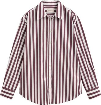GANT Relaxed gestreepte popeline blouse - Dames - Blouses - Paars - XL - Katoen - Overhemden