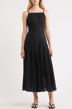 Moon River Godet Midi Dress in Black at Nordstrom, Size X-Large