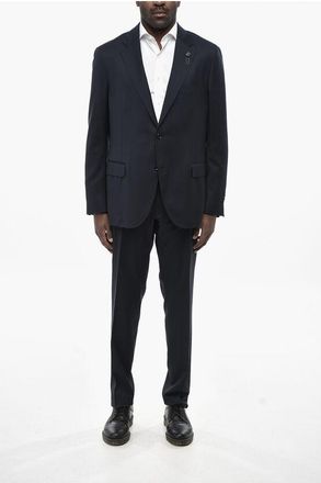 Lardini Virgin Wool Suit with Floral Pin size 54