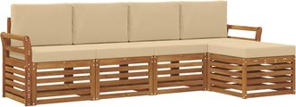 vidaXL Conjunto De Sof&aacute;s De Exterior 5 Uds. Natural Y Beige Vidaxl
