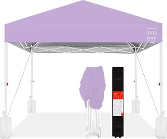 Best Choice Products 10x10ft Easy Setup Pop Up Canopy w/ 1-Button Setup, Wheeled Case, 4 Weight Bags