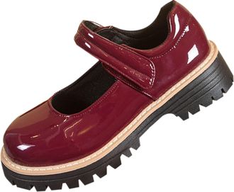 Generic Wine Female Casual Loafers with Frosted Round Toe and Side Zipper Thick Heel Thick Sole Construction Perfect for Comfort and Style in Leisure Activiti