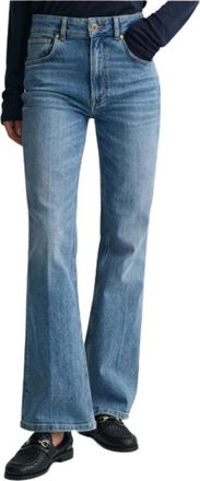 GANT High-waisted Flare Jeans - Dames - Flared Jeans - Blauw - W30 - Katoen - Jeans