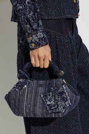 Ganni Vintage-Effect Bag, Womens, Navy Blue