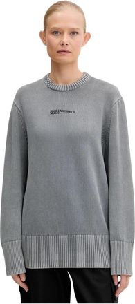 Karl Lagerfeld Ronde hals sweater van katoen - Dames - Ronde hals truien - Grijs - XS - Katoen - Truien & Vesten