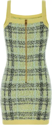 Balmain Womens Straps Dress Yellow Viscose Nylon Polyester