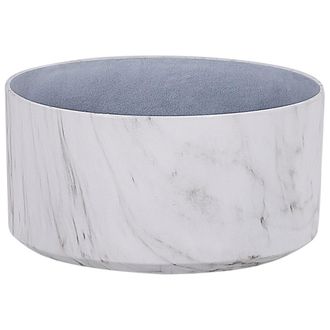 Beliani Maceta Para Interior Y Exterior Efecto M&aacute;rmol Blanco De Mezcla De Piedra Redonda 43 Cm Dise&ntilde;o Moderno Resistente A Los Rayos Uv Valta