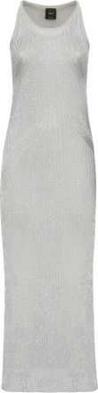 Pinko Pinko, Kleedjes, Dames, Grijs, M, Grijze Metallic Draad Jurk