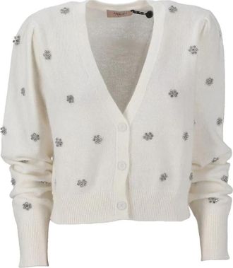 Twinset Angora Blend Cardigan - Dames - Vesten - Wit - M - Truien & Vesten
