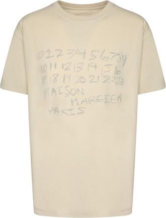 Maison Margiela Tops, Dames, Wit, XS, Katoen, Numeriek Katoenen T-shirt