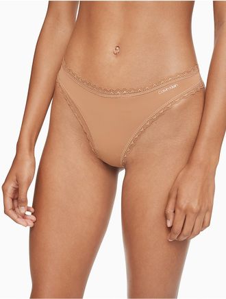 Calvin Klein Womens Flirty Micro Thong - Brown - XS