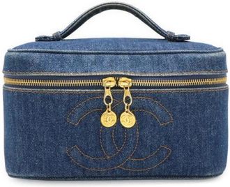 Chanel Pre-owned Denim Vanity Bag - Dames - Vintage Handtas - Blauw - ONE Size - Denim - Vintage