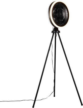 QAZQA Moderno Ventilador de pie trípode negro con led regulable en 3 pasos - Meric Plástico /Acero Alargada Incluye led Max. 1 x 20 Watt - Qazqa