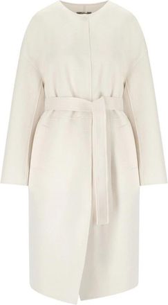 Max Mara Stilla Belted Coat - Dames - Jas met riem - Wit - M - Katoen - Jassen