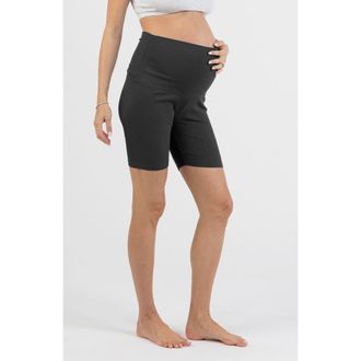 Angel Maternity Rib Maternity Bike Shorts in Black at Nordstrom, Size X-Small