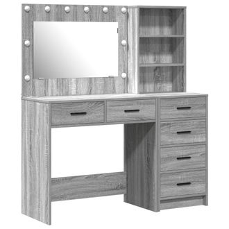 Berkfield Home 2 Piece Dressing Table Set with LED Grey Sonoma Engineered Wood