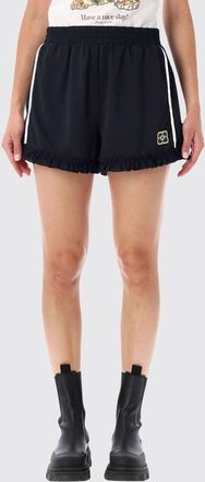 Ganni Shorts a vita alta in tessuto tecnico riciclato con logo a contrasto