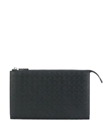 Ferragamo Gancino clutch - men - Calf Leather - One Size - Black