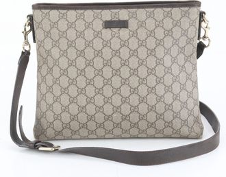 Gucci Brown Leather Coated Canvas Shoulder Bag (Pre-Owned)