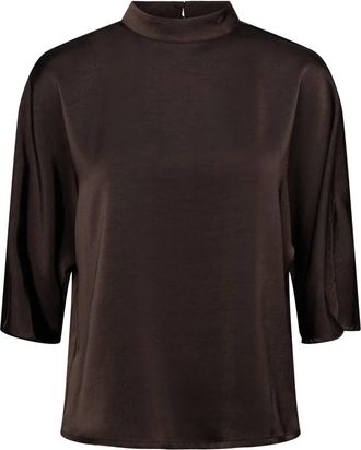 &Co Woman Nila Top - Dames - Blouses - Bruin - XS - Polyester - Overhemden