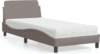 vidaXL vidaXL Letto con Materasso Dover Tortora 90x190 cm in Tessuto