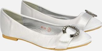XY London Womens XY London Womens/Ladies Ferne Broach Front Diamante Bridal Ballerina Flats - White - Size: 7