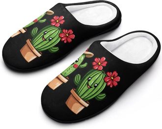 Generic Cactus Womens Slippers Warm House Slippers Indoor House Shoes with Anti-Skid Rubber Sole