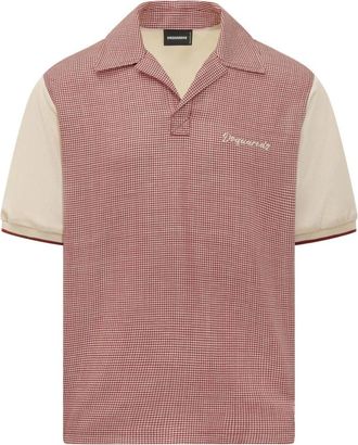 Dsquared2 Virgin Wool Linen Pied de Poule Polo - Heren - Polos - Veelkleurig - M - Wol - Tops