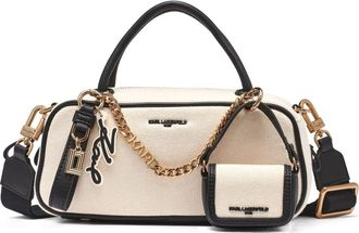 Karl Lagerfeld Zaylia Canvas Mini Crossbody in Natural/black at Nordstrom