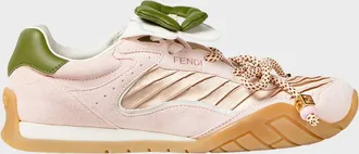 Fendi Wave Pulse Mixed-Media Low-Top Sneakers