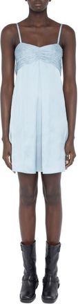 Zadig&Voltaire Rippies Pleated Satin Slipdress in Sky at Nordstrom, Size X-Small Regular