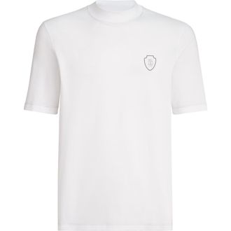 Brunello Cucinelli Piqu&eacute; T-shirt with logo in White at Nordstrom, Size Xx-Large Eu