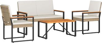 vidaXL Juego De Muebles De Exterior 4 Uds. Beige Y Blanco Crema Vidaxl