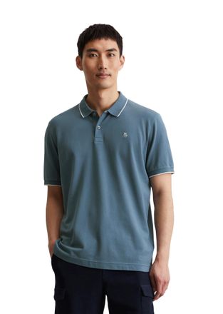 Marc O'Polo Poloshirt MARC OPOLO, Herren, Gr. L, grau (storm), Jersey, Obermaterial: 95% Baumwolle, 5% Elasthan, regular fit, Rippb&uuml;ndchen, Shirts Poloshirt, aus 