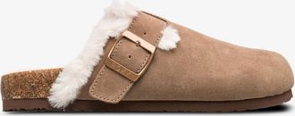 Roxy Hausschuh ROXY ZELIAH, Damen, Gr. 36, beige (taupe), Leder, Schuhe Hausschuh, gef&uuml;tterte Pantolette