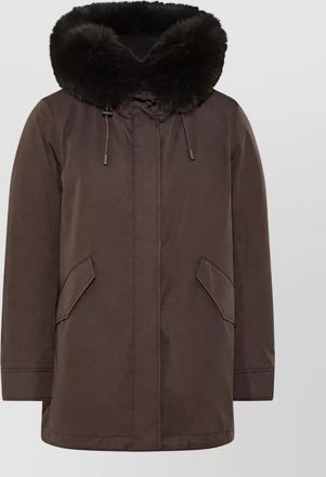 Yves Salomon cotton blend hooded parka jacket