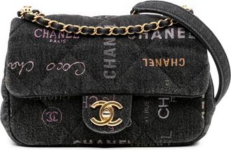 Chanel 2021-2025 Denim Mood Flap rechthoekige gewatteerde mini-crossbodytas - Grijs