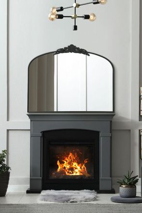 MirrorOutlet Black Metal Framed Arched Wall Mirror 40 X 31 (102CM X 80CM) | Size: 1 Pack