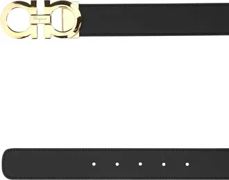 Ferragamo Logo-Buckle Leather Reversible Belt - Black