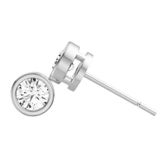 Diamond2Deal 14K White Gold 0.25 Ct Lab Grown Round Cut Diamond Solitaire Stud Earrings Color- E-F, Clarity- VS1