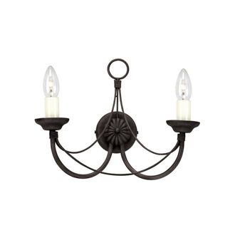 Netlighting Carisbrooke 2 Light Indoor Wall Light Black Glass Shade Not Included E14